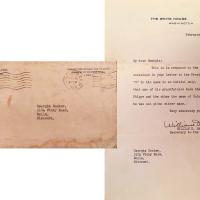 Photo of the envelope and letter from President Truman's office.
