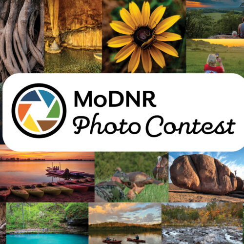 A collage of photographs. In the middle of the collage is a logo that says "MoDNR Photo Contest"